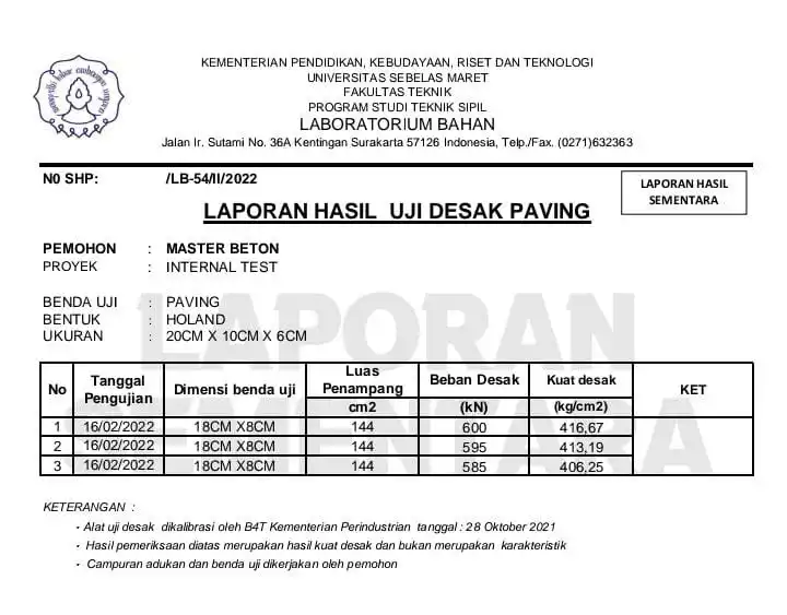 Hasil Uji Laboratorium 2